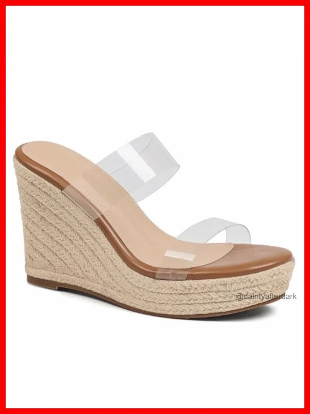 Clear TPU Wedge Sandals for Women, 4 Inch Platform Espadrilles, Slip On Ankle